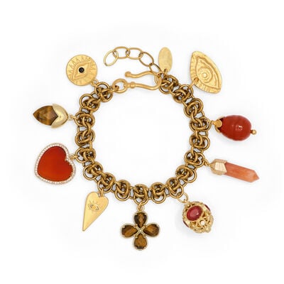 Red charm bracelet by Katerina Psoma